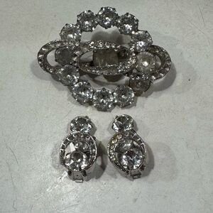 Vintage Eisenberg 1970’s Futurist signed brooch and earrings